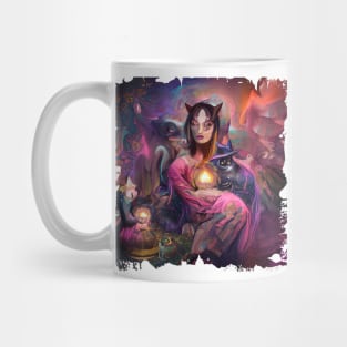 Psychedelic woman with a cat♥ Mug